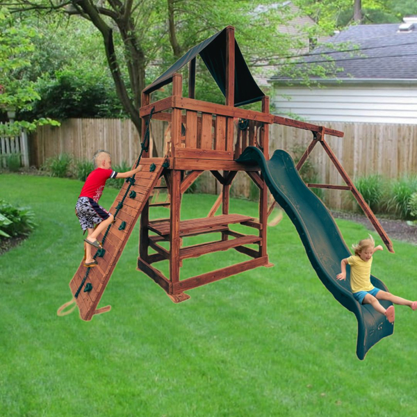 Children playing on a playset