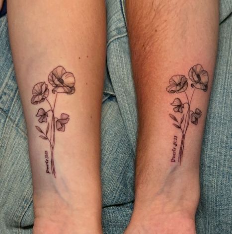 Matching Flower Tattoos | Twisted Tattoo