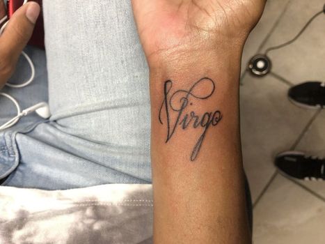 Zodiac Lettering Tattoo | Denise | Twisted Tattoo