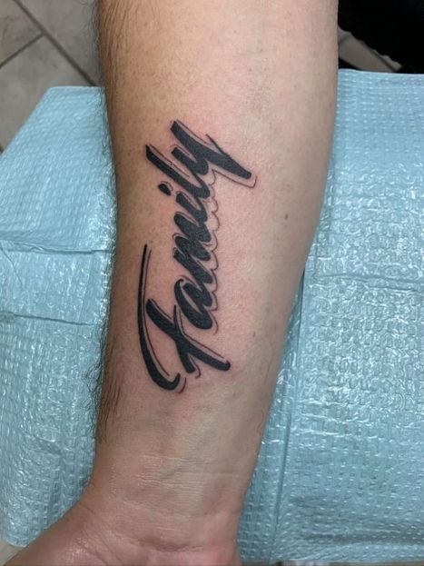 Family Lettering Tattoo | Denise | Twisted Tattoo
