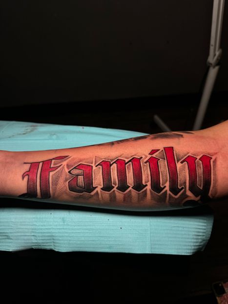 Family Lettering Tattoo | Twisted Tattoo