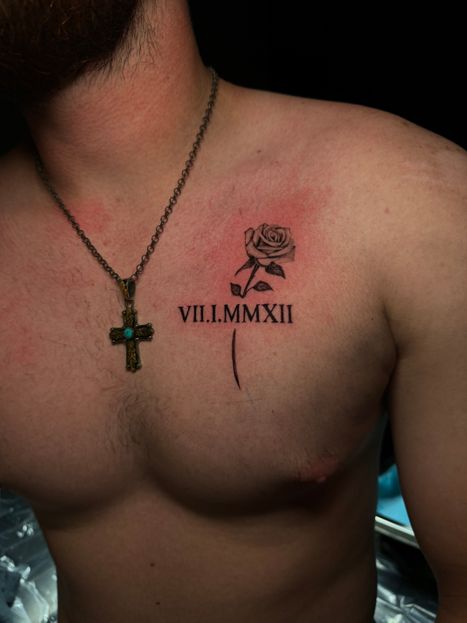 Rose and Date Memorial Tattoo | Twisted Tattoo