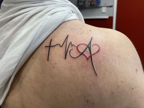Heartbeat Cross Heart Tattoo | Denise | Twisted Tattoo