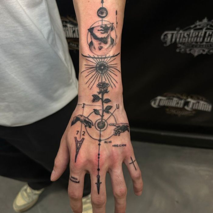 abstract geometric tattoo by Miguel