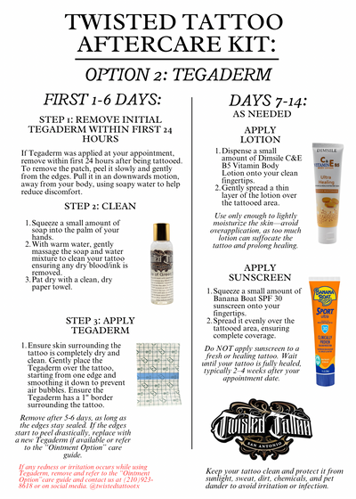 Aftercare Instructions - Twisted Tattoo