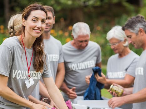woman volunteer are fundraiser