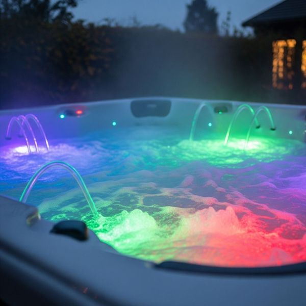 Hot tub with LEDs
