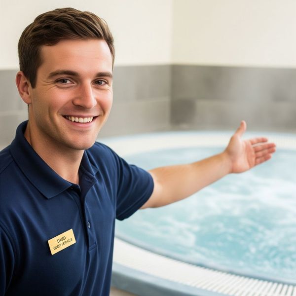 Man in front of hotub