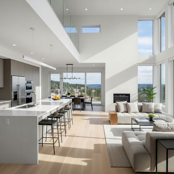 Living room and kitchen.