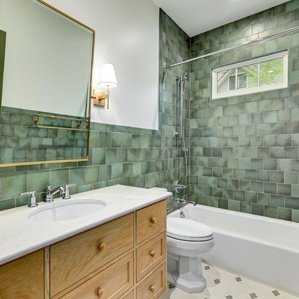 custom bathroom restoration with green tiles custom bathroom restoration with green tiles