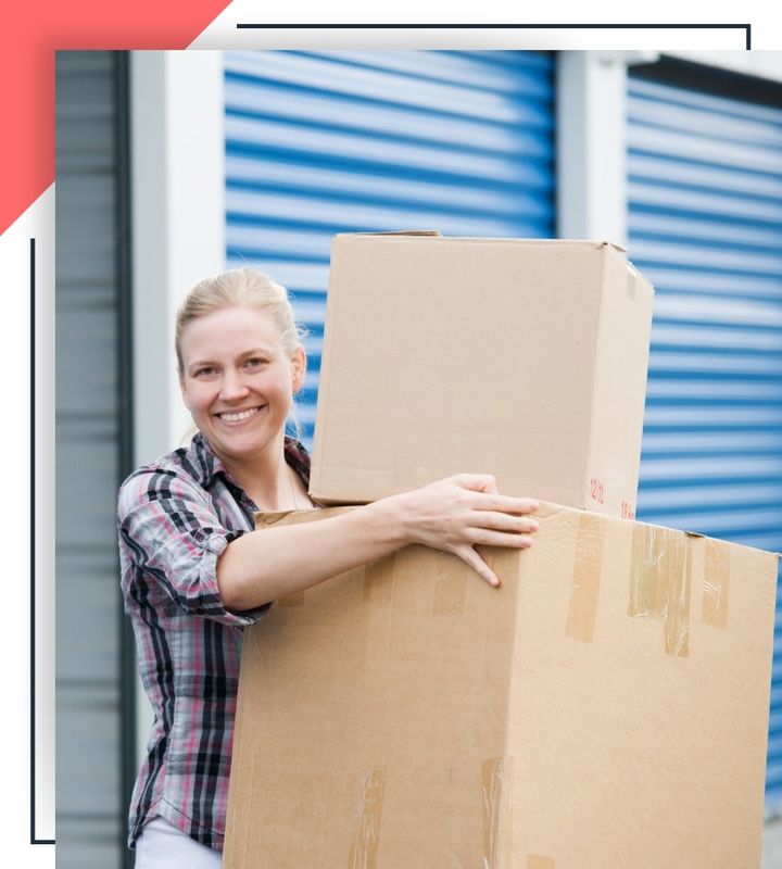 woman moving boxes