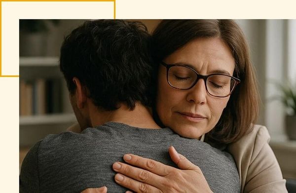 woman hugging a person